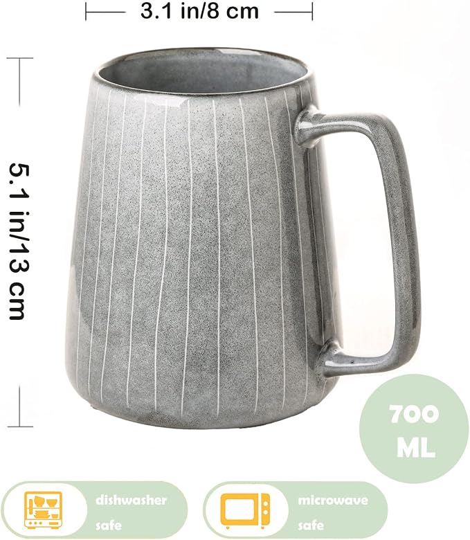 Large Ceramics Coffee Mugs, 24 OZ, Large Handle Design, Extra Large Tea and - Image 2