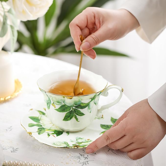 Country Roses Porcelain Tea Cup and Saucer Set - Image 4