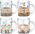 Tioncy 4 Pcs Winter Coffee Glass Mugs 12 oz Christmas Snowman Glass Cups by Tioncy