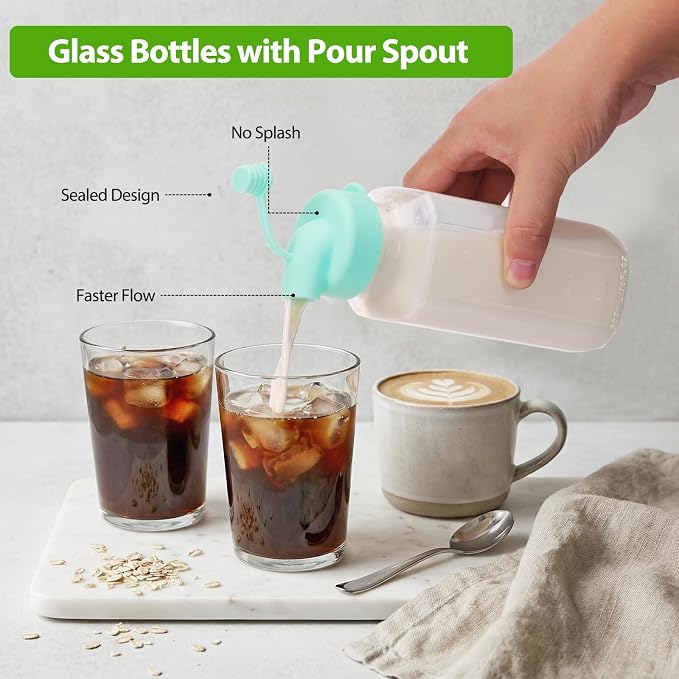 CUCUMI 6 Pack 16 Oz Glass Milk Bottles - Image 2