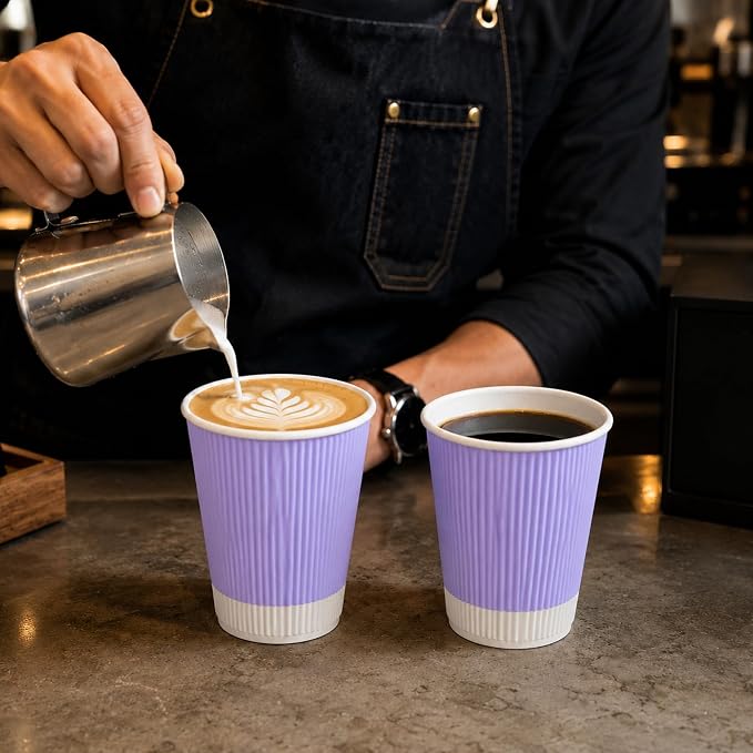 12 oz Light Purple Paper Coffee Cup - Image 2