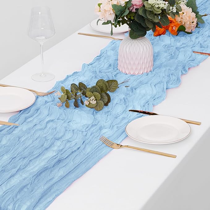 15 Pack Baby Blue Cheesecloth Table Runner 17 x 108 inch Cheese Cloth Table - Image 4