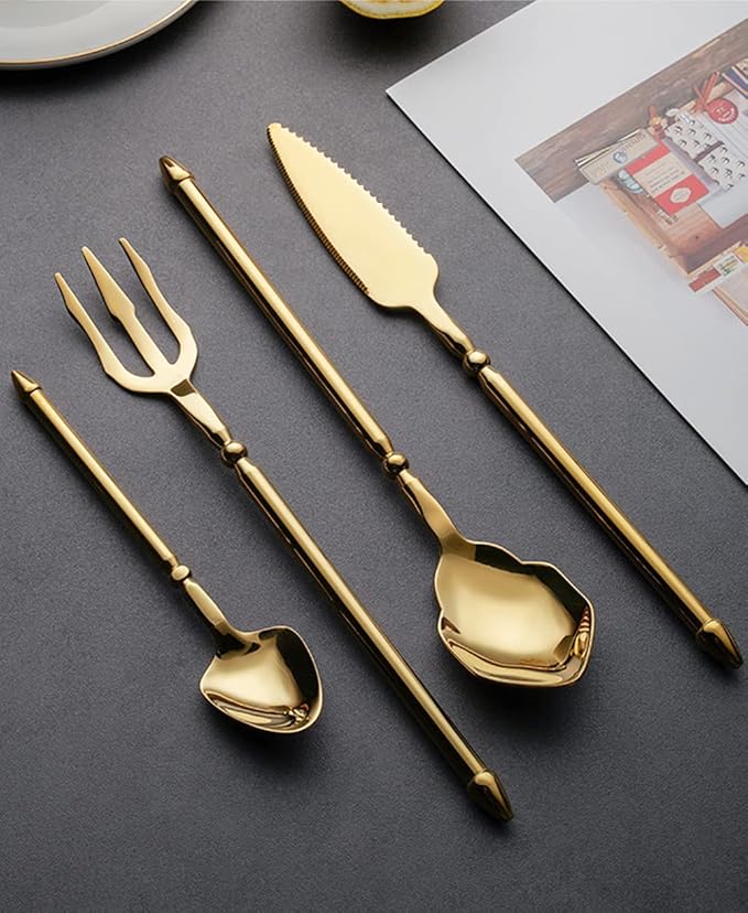 Silverware Set for 8 Durable 18/10 Stainless Steel Flatware Set Creative Styles 32 Piece Modern Cutlery Tableware Utensils Set for Home Kitchen Wedding Restaurant Knives forks and Spoons
