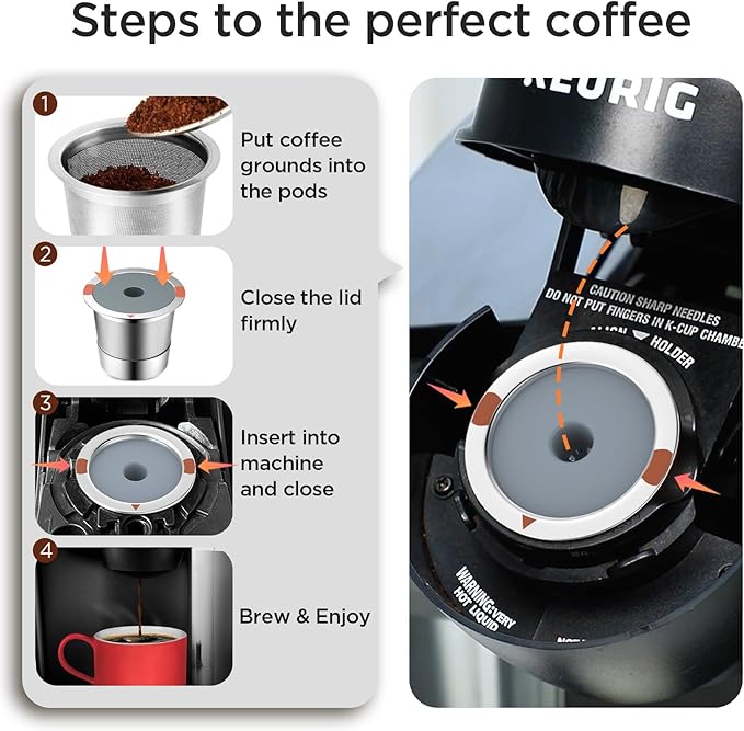 Reusable k Cup Coffee Filters, Universal stainless steel Refillable k Cups - Image 5