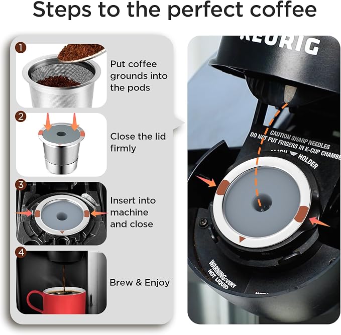 Noalto Reusable K Cups and Coffee Pods, Universal stainless steel k Cups - Image 5