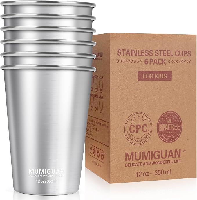Stainless Steel Cups for Kids 12oz/350ml, Stainless Steel Tumbler | Kids Cups by MUMIGUAN