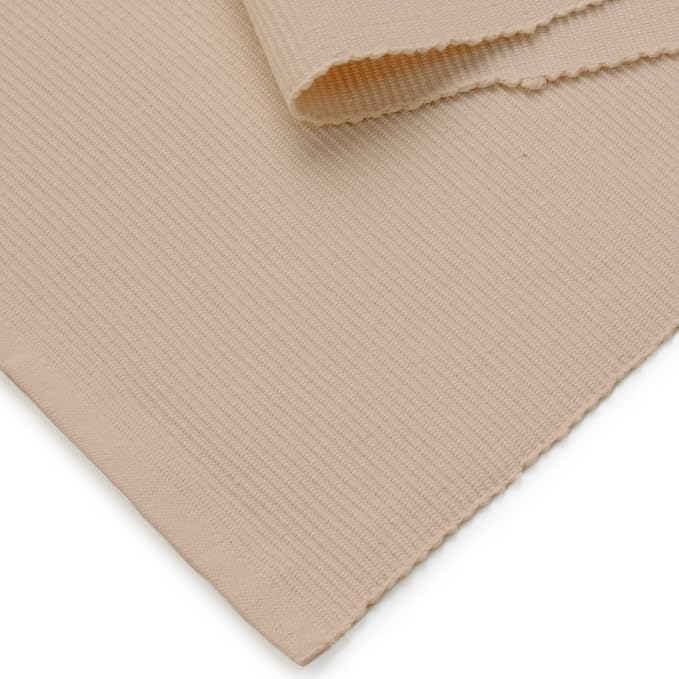 Encasa XO Table Runner, Yarn Dyed Ribbed Cotton 13"x79" | Solid Beige, 12-Ply - Image 5