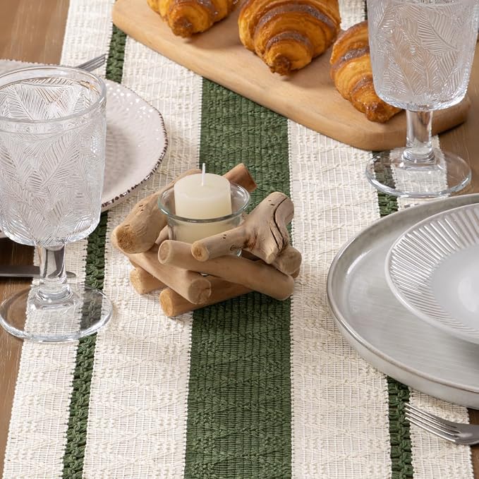 MLMW Boho Table Runner 60 inches Olive Green&Ivory Small Coffee Table Runner - Image 5