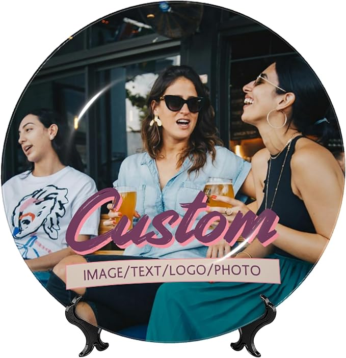 Custom Photo Ceramic Decorative Plates Personalized Porcelain Plate Add Logo Photo Text Ceramic Dinner Plate Home Decor (7 in)