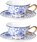 KAMMAK Tea Cups and Saucers Set of 2, Porcelain Coffee Cups, JBE023 | Stackable by KAMMAK