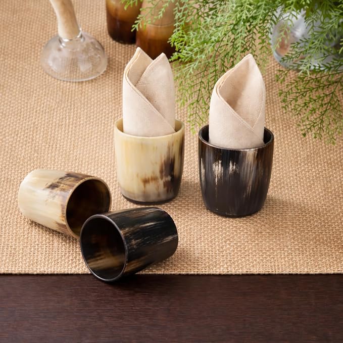 Handicrafts Home Handmade Horn Shot Glasses Set of 2, 3 oz Natural Viking - Image 6