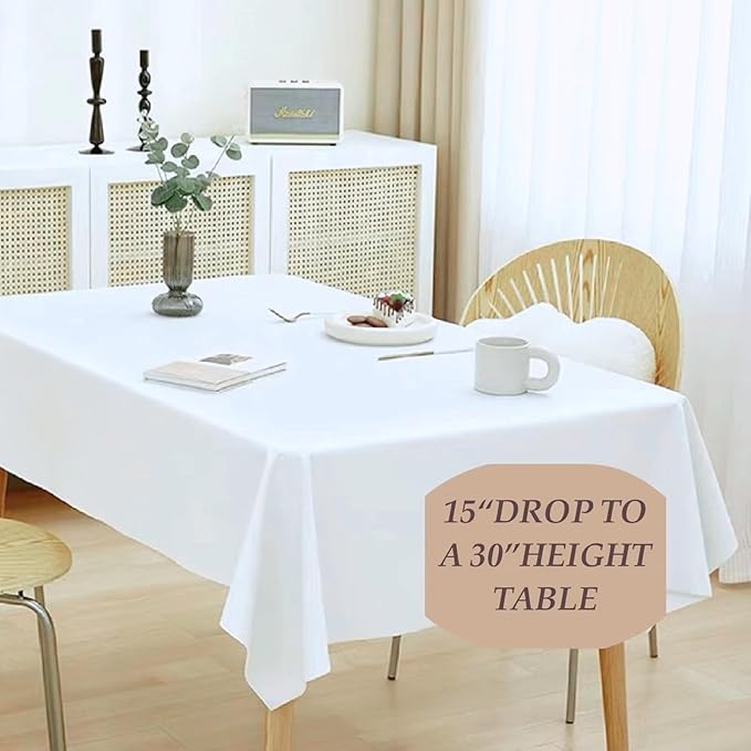 4 Pack White Rectangle Tablecloth 60 x 102 Inch for 6 FT Tables, Wrinkle Resistant Washable Polyester Table Cover for Wedding Dining Buffet Parties and Camping, Mantel Blanco Para Mesa Rectangular