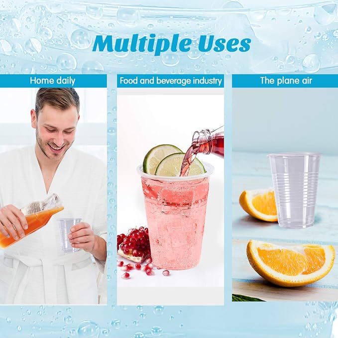 Turbo Bee 7oz Plastic Cups 300 Pack， Disposable Clear Party Cups - Image 5