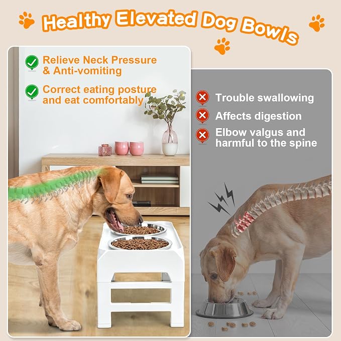 COMESOON Elevated Dog Bowls, 4 Height Adjustable Raised Bowl Stand - Image 3