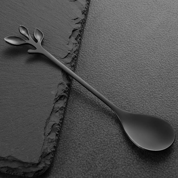 AnSaw Elegant Black Leaf Coffee Spoons - Image 4
