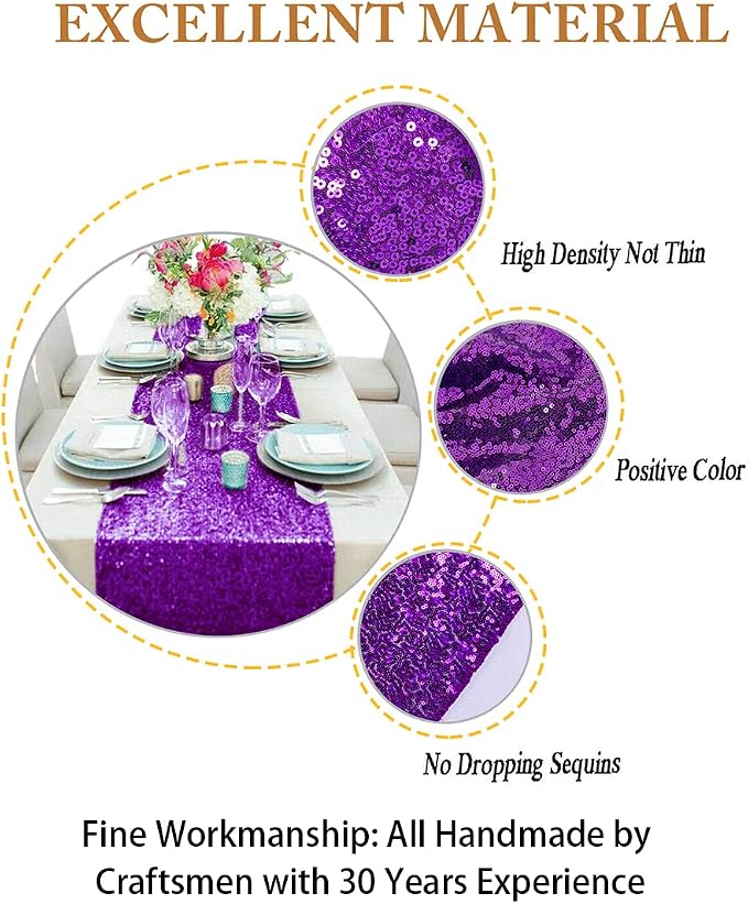 ShiDianYi 12''x72'' Sequin Table Runner - Image 3