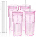 Luiaiog 20oz Glass Cups with Lids and Straws by Luiaiog