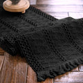 Macrame Table Runner Pure Black Boho Table Runners by AlynsehomCreateaBetterLife