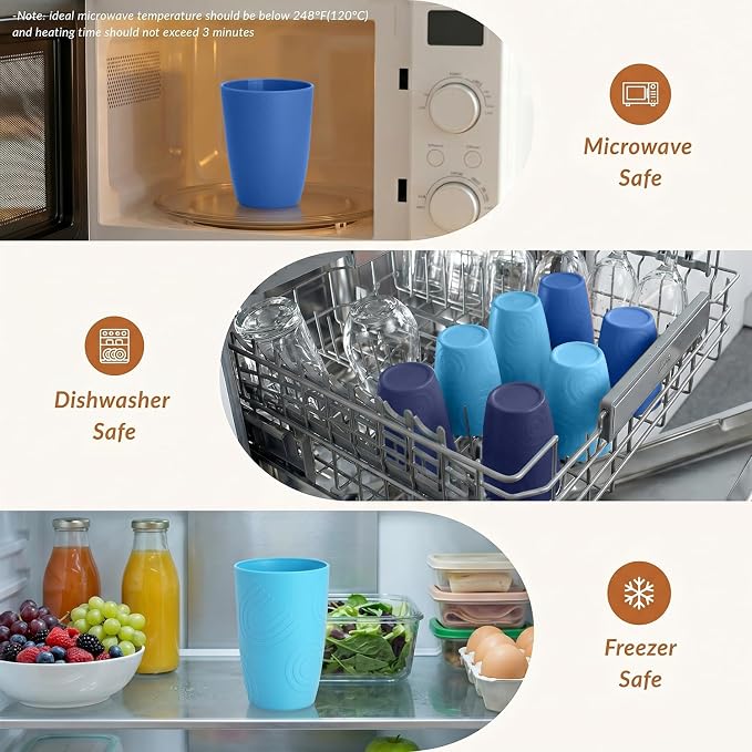 Homienly Wheat Straw Cups 16oz, Unbreakable Cups-6 PCS Freezer and Dishwasher - Image 6