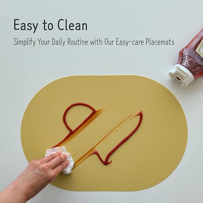 Silicone Placemats Set of 4 - Heat Resistant Washable and Wipeable Non Slip Place Mats, Waterproof Modern Dining Table Mats, Oval 16.9"x11.8"(Fiesta)
