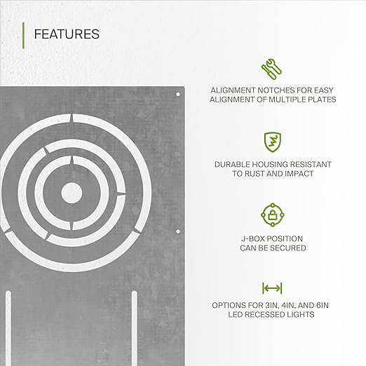 ASD 13 Inch New Construction Mounting Plate with Asymmetric Round Hole - 3/4/6 Inch Flat Steel Rough in Wafer Light Bracket, Shallow LED Recessed Lighting Housing, 24 Pack