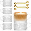 Vintage Coffee Mugs Set of 6, 14 oz Glass Tea Cups by Unknown