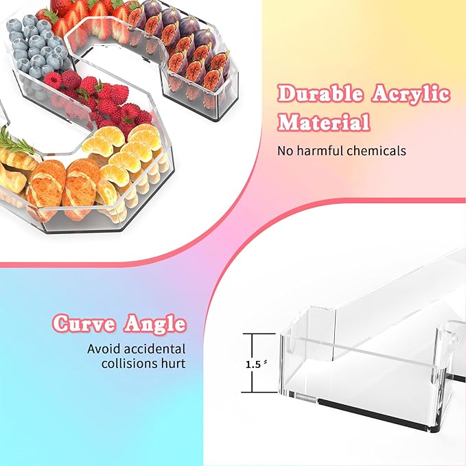 11" Acrylic Letter Charcuterie Tray, Charcuterie Letters Fillable Box for Food, Reusable Serving Cake Candy Dish Display Tray for Birthday Anniversary Party Decoration (Letter V)