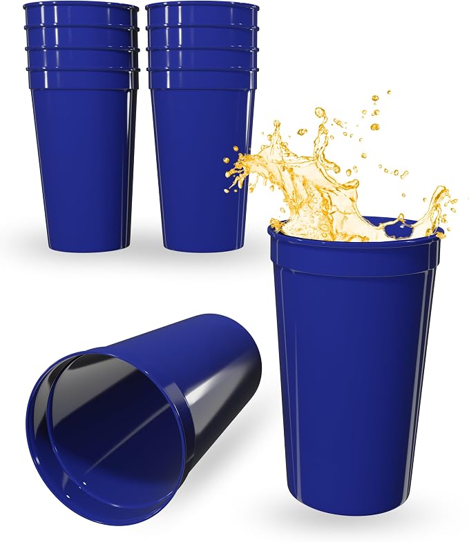 PartyPrints 10 Pack 22 oz Royal Blue Reusable Blank Plastic Cups, Colored by PartyPrints