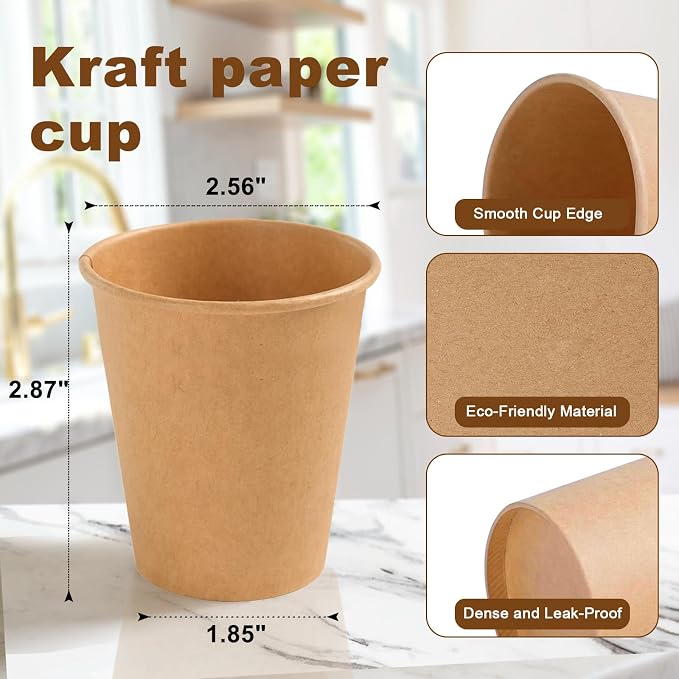 BYSNOW 100 Pack 5 oz Kraft Paper Cups, Small Disposable Bathroom Cups | - Image 3