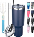 40 oz Tumbler with Lids and Straws, Stainless Steel Insulated Coffee Tumbler by GUDEMAO