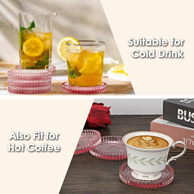 Modern Clear Glass Coaster Set of 8- Coffee Table Coasters, Crystal Coaster - Image 5