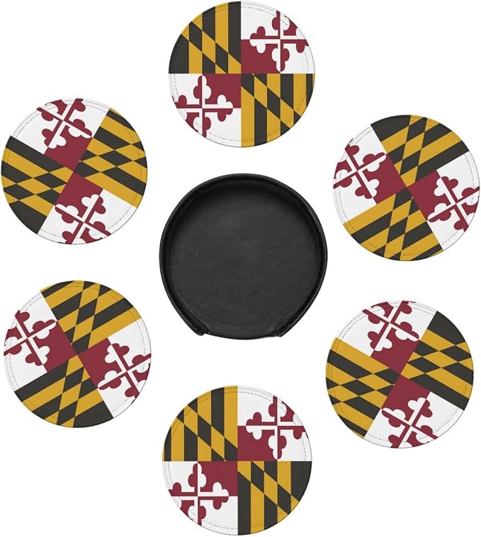 6 Pack Maryland State Flag Leather Coaster - Image 3
