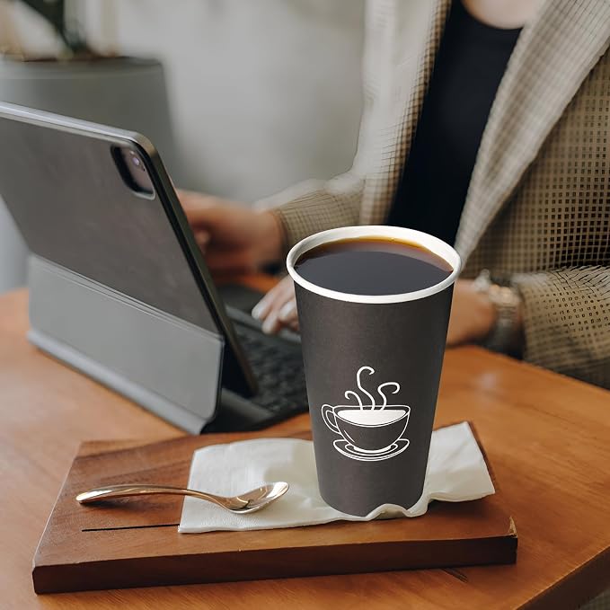 TV TOPVALUE 16 oz Paper Coffee cups, Disposable Drinking Cups - Image 6