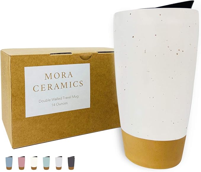 Mora Double Wall Ceramic Coffee Travel Mug by MORA
