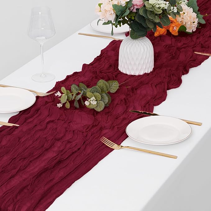 15 Pack Burgundy Cheesecloth Table Runner 17 x 108 inch Cheese Cloth Table - Image 4