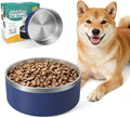 IKITCHEN Dog Bowl for Food and Water, 40 Oz Stainless Steel Pet Feeding Bowl, Durable Non-Skid Double Wall Insulated Heavy Duty with Rubber Bottom for Medium Large Sized Dogs (40 Ounces/5 Cup, Blue)