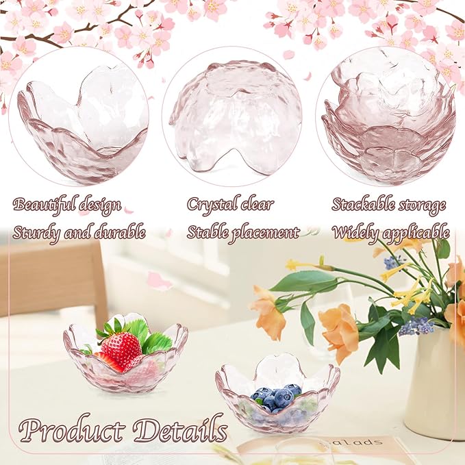 Soy Sauce Dish, 15 Pack Glass Soy Sauce Dish Small Glass Bowls Sakura Shape Dipping Bowls For Ice Cream, Pudding, Custard, Dessert