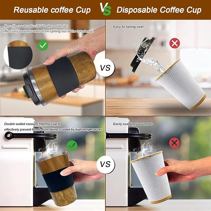 Insulated Travel Coffee Mug, Stainless Steel Coffee Cup - Image 4