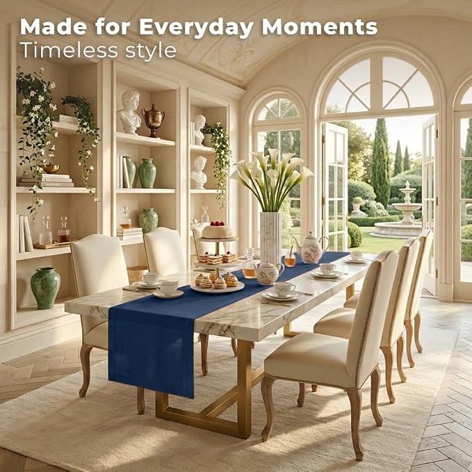 Classic Linen™ by D'Moksha Navy Blue Table Runner 144 Inches Long, 100% Pure - Image 3