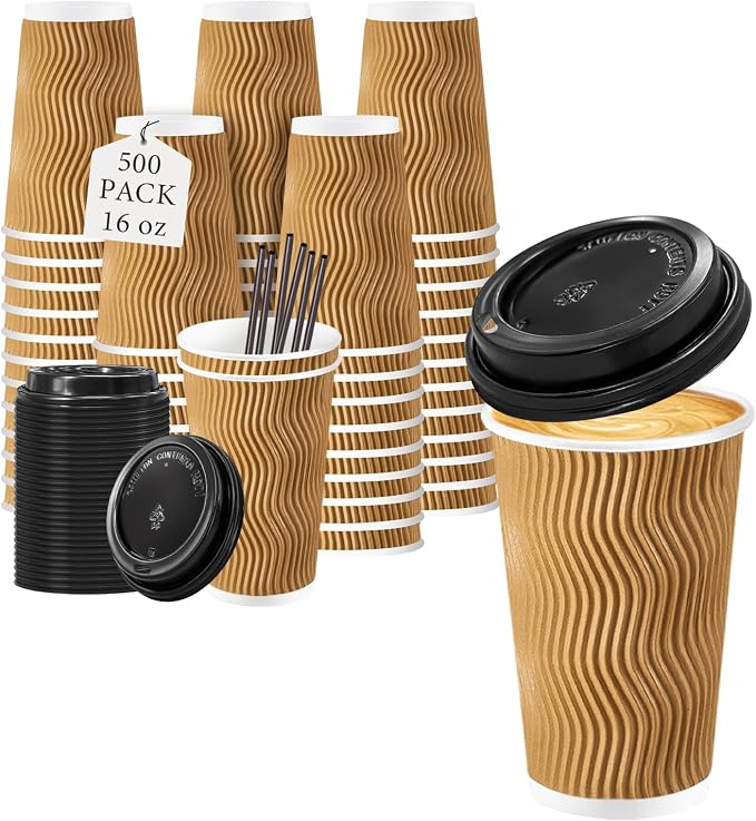 Lamosi 500 Pack 16 oz Disposable Coffee Cups by BuyNow