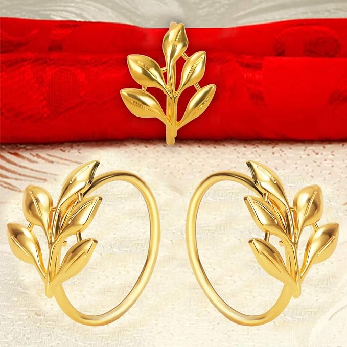 KPOSIYA Set of 20 Leaf Napkin Rings Metal Gold Napkin Holder Table Napkin Rings - Image 5