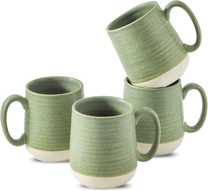 HASENSE Porcelain Coffee Mugs Set of 4, 15 Oz Large Coffee Cups, Latte Cup by Hasense