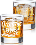 Old Fashioned Glasses-1956-Vintage 1956 old time information 10.25oz Whiskey Rocks Glass -70th Birthday Aged to Perfection - 70 years old gifts Bourbon Scotch Lowball Old Fashioned-1PACK