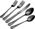40 Pcs Black Silverware Set for 8, Food Grade Stainless Steel Flatware Set by Lazycorner