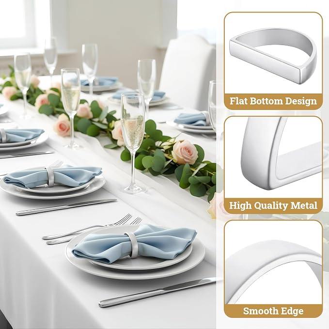 Suream Napkin Rings Bulk, D-Shape Napkin Holders Rings - Image 3