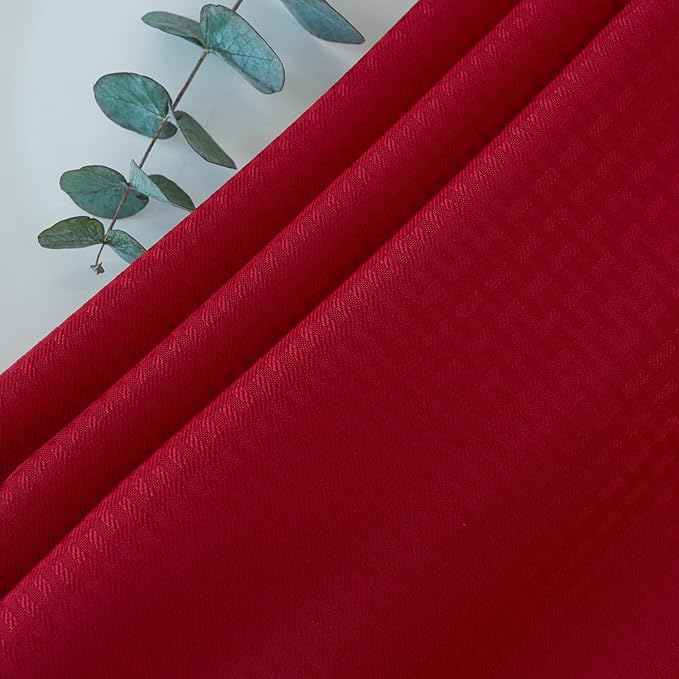 maxmill Square Tablecloth Weaved Texture Stain Resistant Waterproof Wrinkle Resistant Soft Table Cloth, Christmas Dinner Fabric Decoration for Dining Room Holiday Party, 52 x 52 Inch, Red