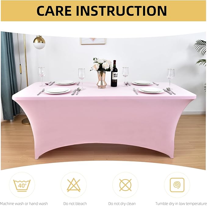 6-Pack 6ft Spandex Table Covers for Rectangle Standard Folding Tables - Wrinkle Resistant Stretch Tablecloths - Ultimate Fitted Table Protector for Parties, Trade Shows, Wedding