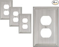 4-Pack Duplex Outlet Cover, Durable Solid Zinc Alloy Decorative Switch Plates and Outlet Covers, Brushed Nickel Wall Plates for Electrical Outlet, 1 Gang Receptacle Cover, Corrosion Resistant
