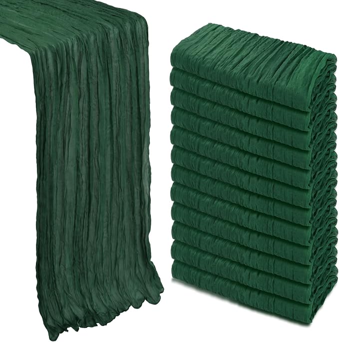 12 Pack Emerald Green Cheesecloth Table Runner 10Ft Gauze Cheese Cloth Table by Heneger