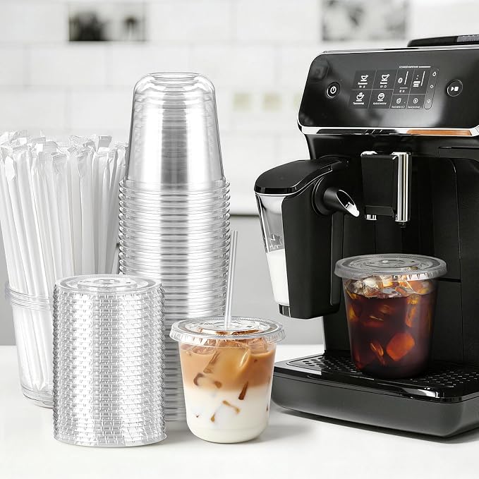 Soelomu 50 Sets 12oz Round Bottom Plastic Cups - Image 4